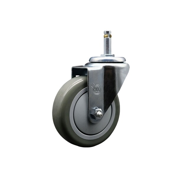 4'' Gray Polyurethane Wheel Swivel 7/16'' Grip Ring Stem Caster